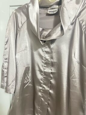 Nique Satin Cowl Neck Blouse in Silver
